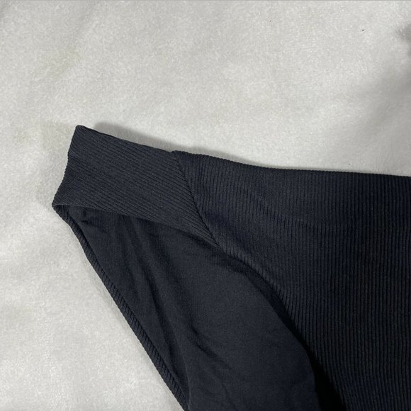 NEW Becca Fine Line Ribbed Bikini Bottoms Black SZ Medium - Picture 3 of 12